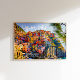 Cinque Terre Liguria Italië Kleurrijke huizen schi Poster