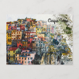Cinque Terre Liguria Italië scène waterverf zomer Briefkaart