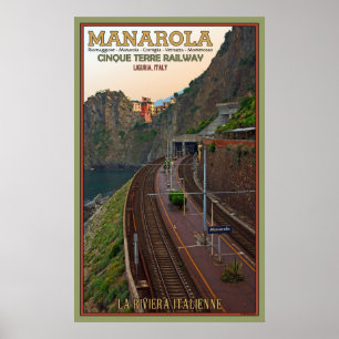 Cinque Terre Railway te Manarola Poster