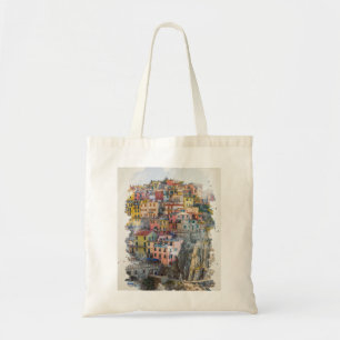 Cinque Terre Waterverf Art Tote Bag