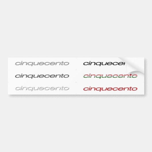 cinquecento witte decalen bumpersticker (Voorkant)