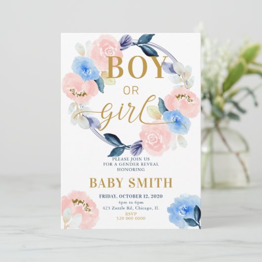 Cinsiyet Açıklaması Erkek veya Kız davetiyesi Kaart (Staand voorkant)