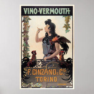 Cinzano VINO VERMOUTH Italy Wine Herbal Liqueur Poster