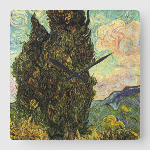 Cipressen door Vincent van Gogh Vierkante Klok