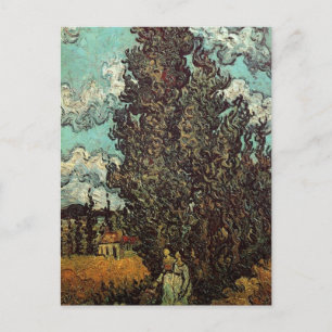Cipressen en twee vrouwen van Vincent van Gogh Briefkaart