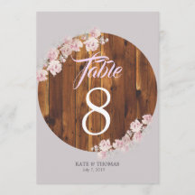 Circ Rustic Floral Light Strings Wood Table Number