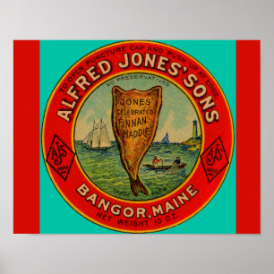 circa 1900 Alfred Jones Sons Finnan Haddie etiket Poster