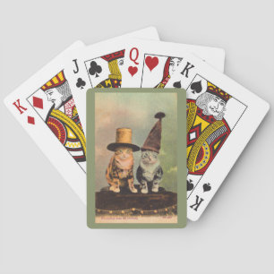 circa 1900 katten in petten RPPC Pokerkaarten