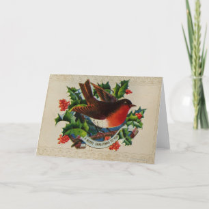 Circa 1900: Traditionele Kerstmis Robin Feestdagen Kaart