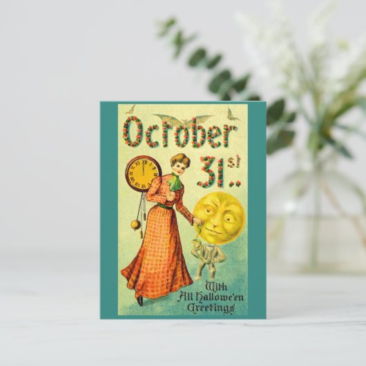 circa 1905 October 31 with Halloween Greetings Briefkaart (Staand voorkant)