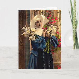 circa 1910 blauwe nun kaart