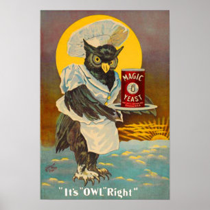 circa 1912 Magic Yeast owl en print