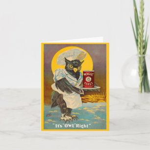 circa 1912 Magic Yeast owl en print Notitiekaartje