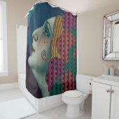 circa 1930 art deco woman print douchegordijn (In situ)