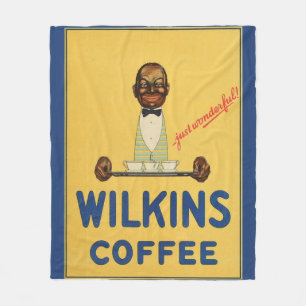 circa 1930 Wilkins koffie en gedrukt Fleece Deken