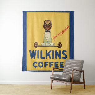 circa 1930 Wilkins koffie en gedrukt Wandkleed