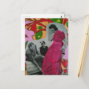 circa 1939 Pyjama Model Dame Mixed Media Collage Briefkaart
