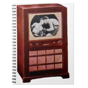 circa 1951 televisietoestellen die boxing uitzende notitieboek