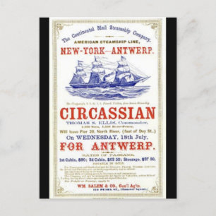 Circassiaanse Clipper zeilschip 1866 Briefkaart