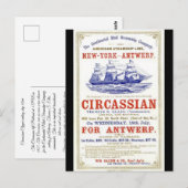 Circassiaanse Clipper zeilschip 1866 Briefkaart (Voorkant / Achterkant)
