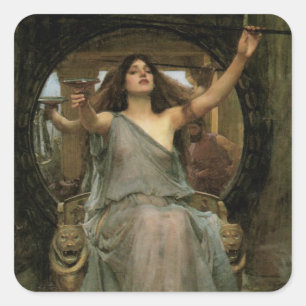 Circe biedt de beker aan Ulysses door JW Waterhous Vierkante Sticker