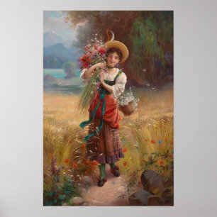 Circle Bloemenmeisje van Hans Zatzka - poster