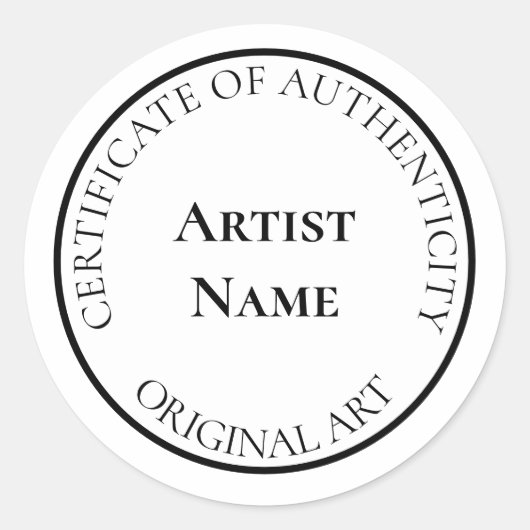 Circle Certificaat van Echtheid Ronde Sticker (Voorkant)