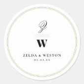 Circle Classic Bars Double Monogram Modern Weddens Ronde Sticker (Voorkant)