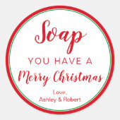 Circle Étiquette de savon, Fêtes de Noël Rouge & V (Devant)