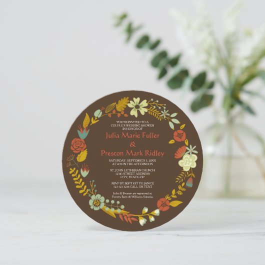 Circle Fall Wreath Design - Invitation de douches  (Debout devant)