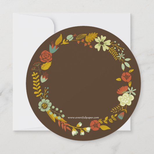 Circle Fall Wreath Design - Invitation de douches  (Dos)