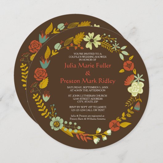 Circle Fall Wreath Design - Invitation de douches (Devant / Derrière)