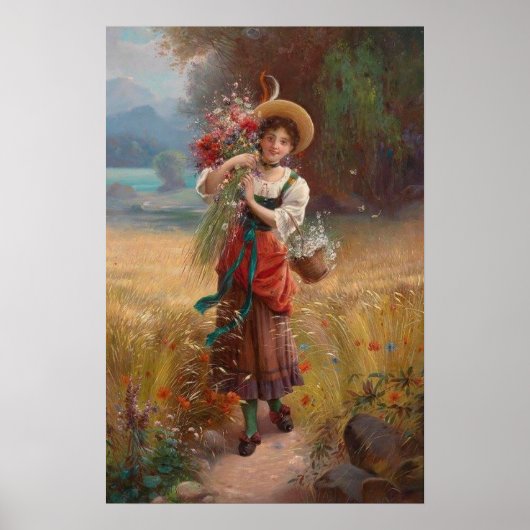 Circle Flower Girl par Hans Zatzka - affiche (Devant)