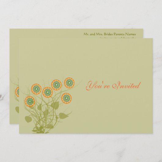 Circle Flowers Faire-part de mariage (Devant / Derrière)