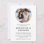 Circle Fotominimalistische QR-code bruiloft Kaart (Voorkant)