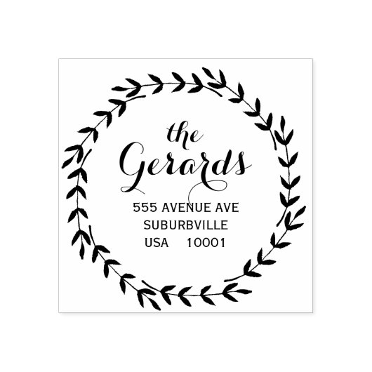 Circle krans bladeren aangepaste rubberen stempel (Afrduk)