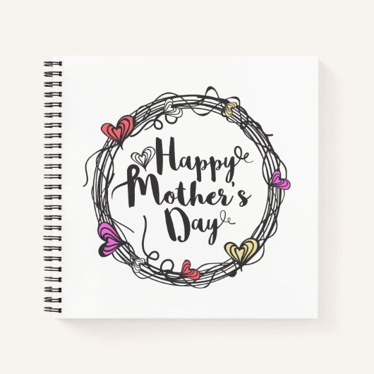 Circle met Hearts Happy Moederdag | Notitieboek (Voorkant)