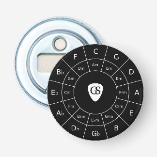 Circle of Fifths - Witte Muziektheorie Grafische B Button Flesopener