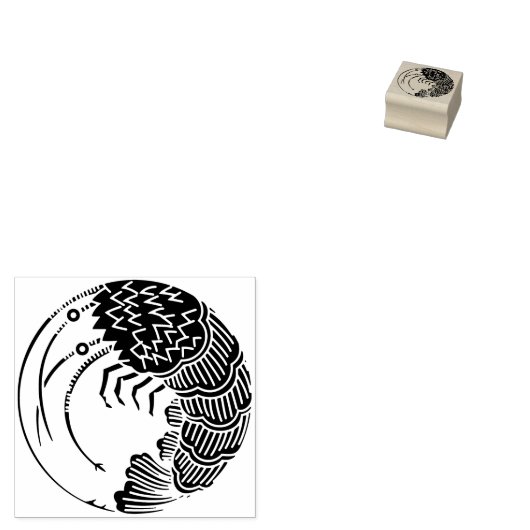 Circle of shrimp / 海老の丸 	rubberstempel (Gestempeld)