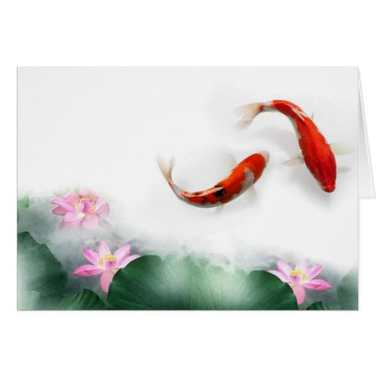 Circle Oriental Zen Feng Shui Koi & Lotus (Voorkant Horizontaal)