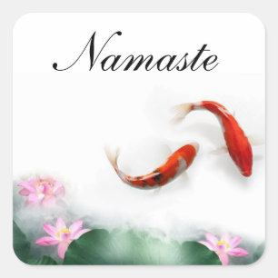 Circle Oriental Zen Feng Shui Koi & Lotus Vierkante Sticker