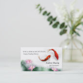 Circle Oriental Zen Feng Shui Koi & Lotus Visitekaartje (Staand voorkant)