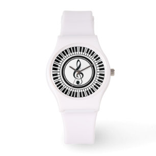 Circle Piano Keys en Treble Clef Horloge