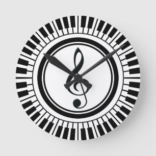 Circle Piano Keys en Treble Clef Ronde Klok