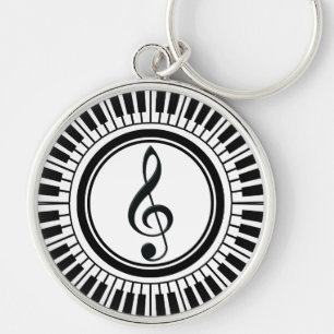 Circle Piano Keys en Treble Clef Sleutelhanger