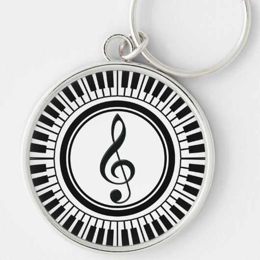 Circle Piano Keys en Treble Clef Sleutelhanger (Voorkant)