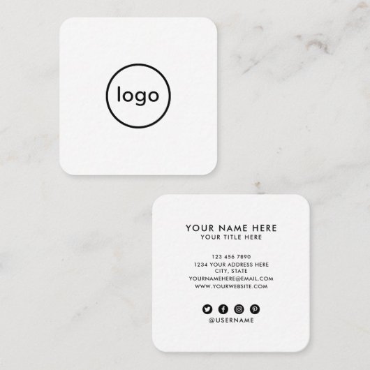 Circle professional white voeg uw aangepaste logo vierkante visitekaartje (Voorkant / Achterkant)