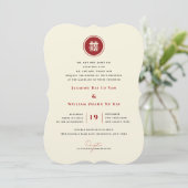 Circle Red Double Happiness Moderne Chinese bruilo Kaart (Staand voorkant)