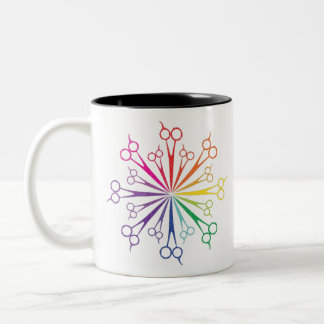 circle scissor tweekleurige koffiemok