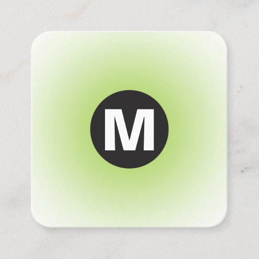 Circle Spot Monogram - Gradiënt - Martian Green Vierkante Visitekaartje (Voorkant)